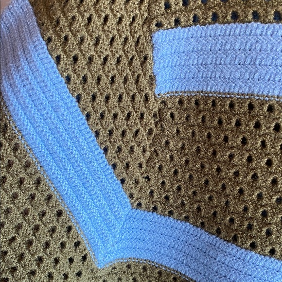 Scotch & Soda NWT Pointelle Collared Short sleeve Vneck Peplum Sweater - Picture 11 of 17